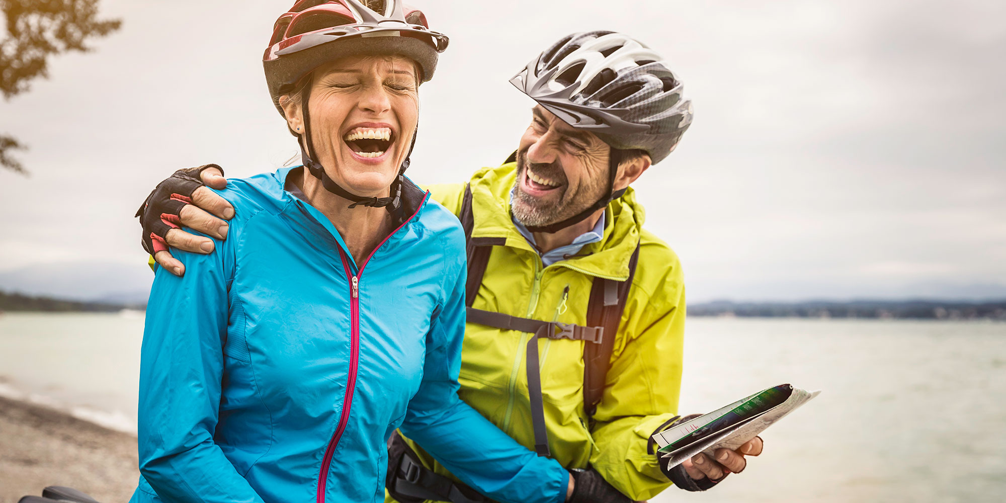 couple biking
