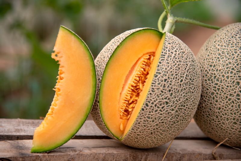 Fresh sliced cantaloupe